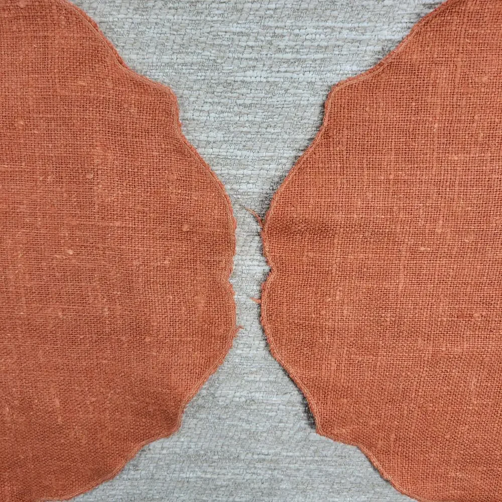 VTG Williams Sonoma Linen Placemats Pumpkin Orange Scalloped Edge Oval Set of 4
